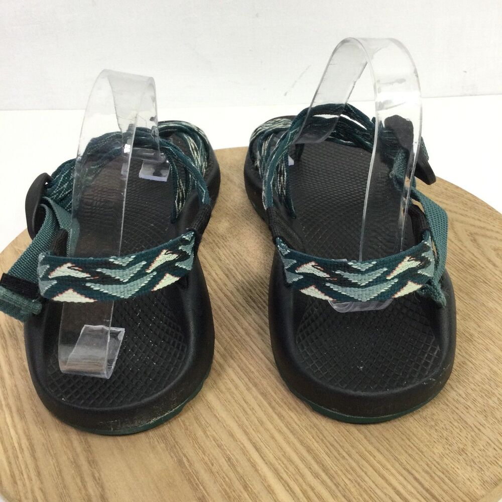 Chaco ZX2 Classic Sandals Women Size 11 Teal White Diamond Double Strap Toe Loop - Picture 3 of 8